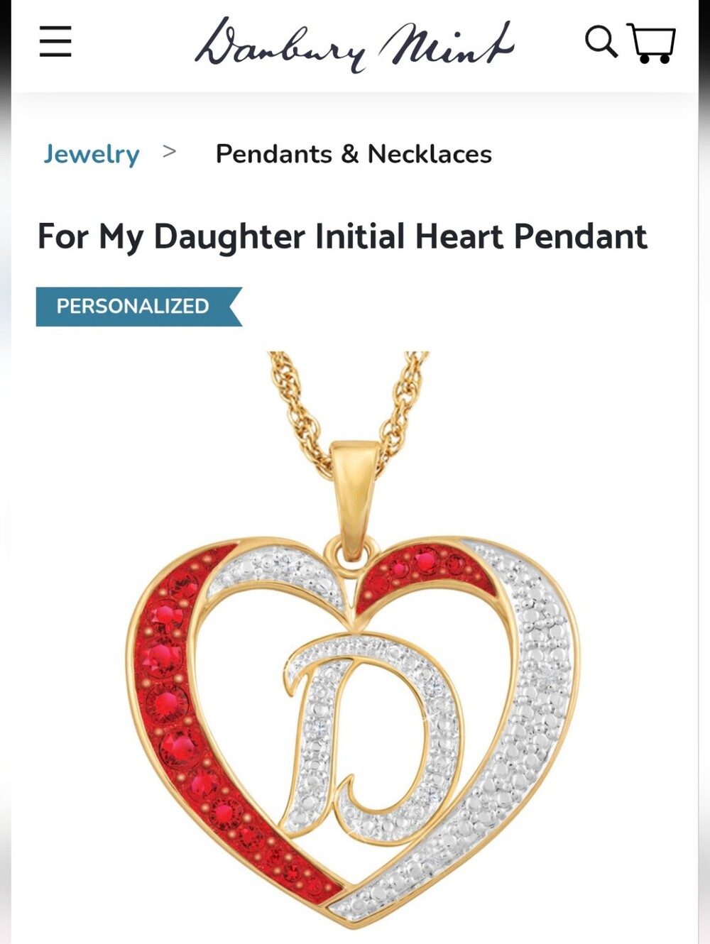 Danbury D Pendant